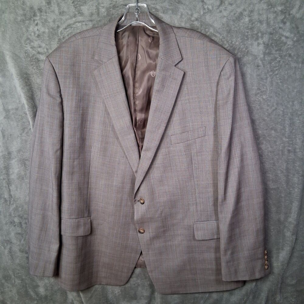 Ralph By‎ Ralph Lauren Glen Plaid Blazer 50r Light Grey Brown Sport Coat Jacket